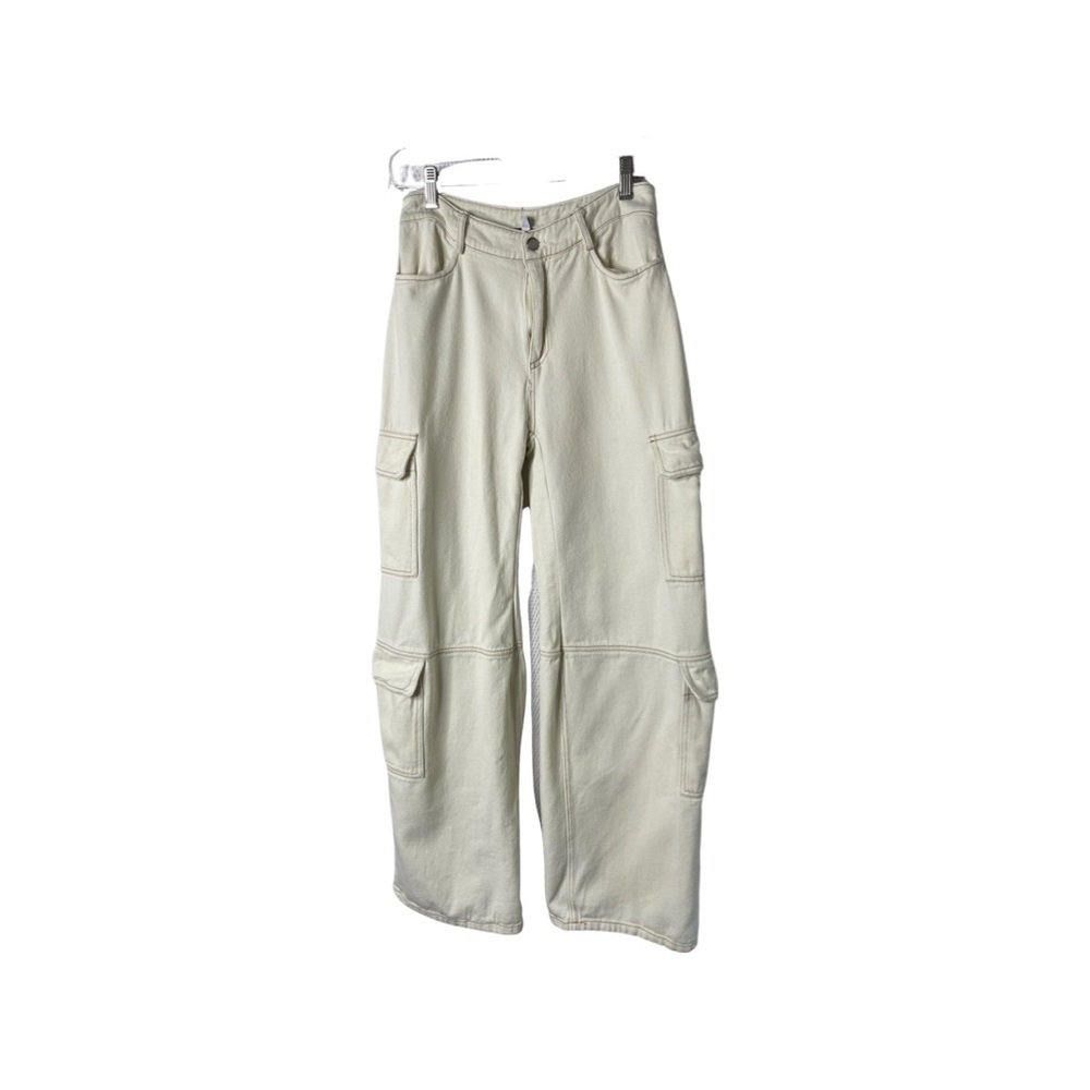 Fashion Nova Beige Flare leg Cargo Pants Women Size S.  In excellent condition.
